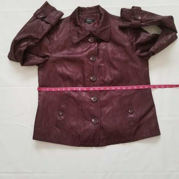 Tribal Women’s Long Sleeve Lined Burgundy Button-Up Coat Jacket Size 12 - Picture 8 of 15